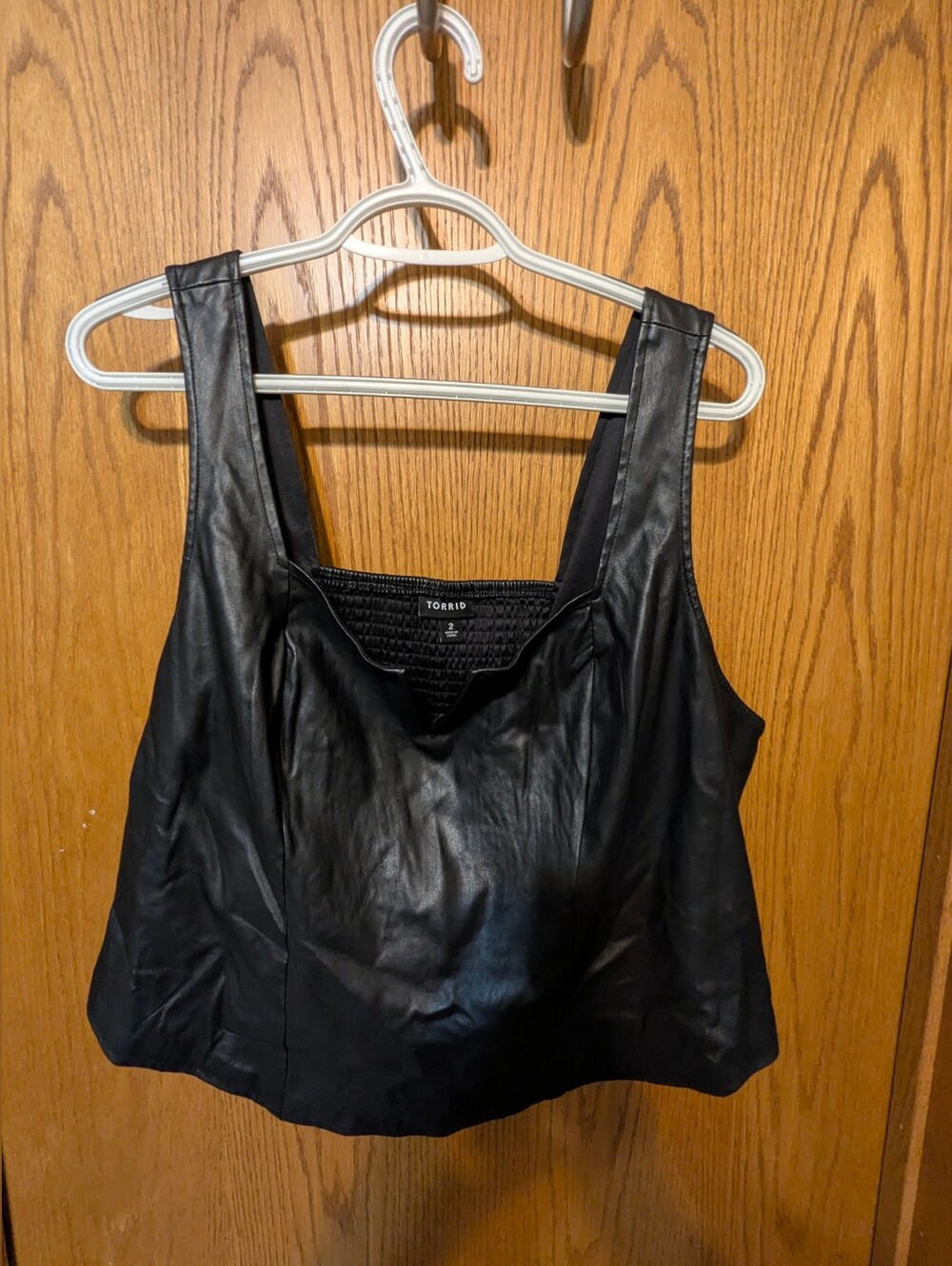 torrid Black Faux-Leather Square Neck crop Tank